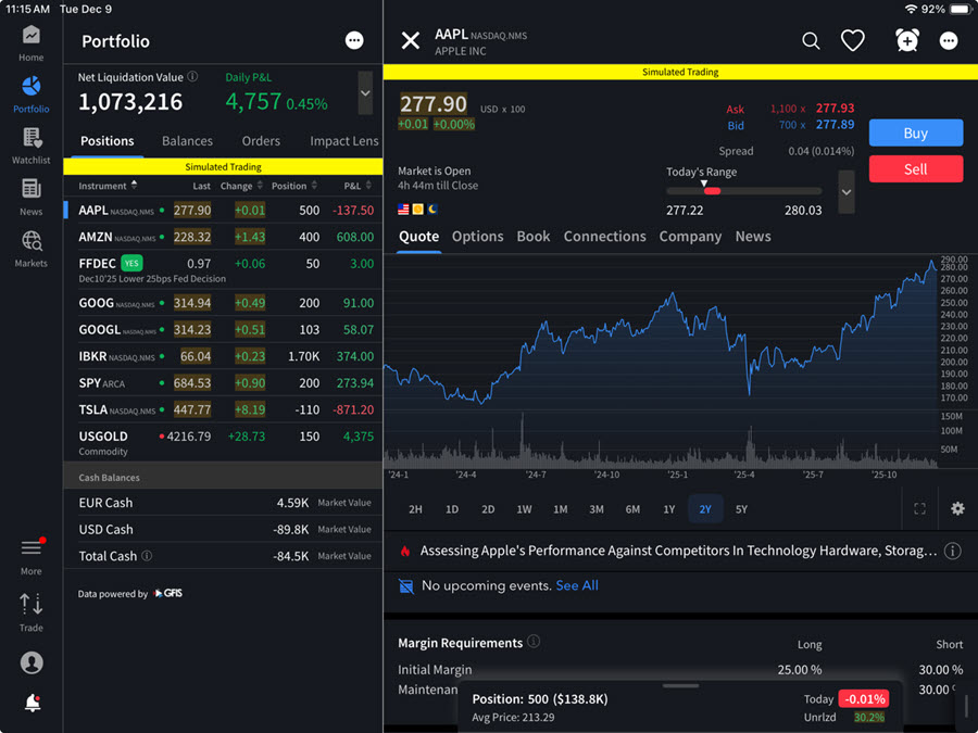 The full quote details screen on the ipad. 
